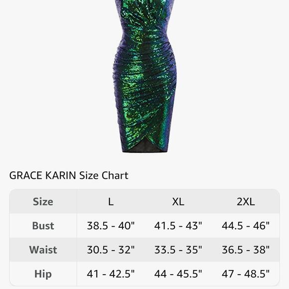 Grace Karin Green and Blue Sequin Dress - Picture 12 of 12